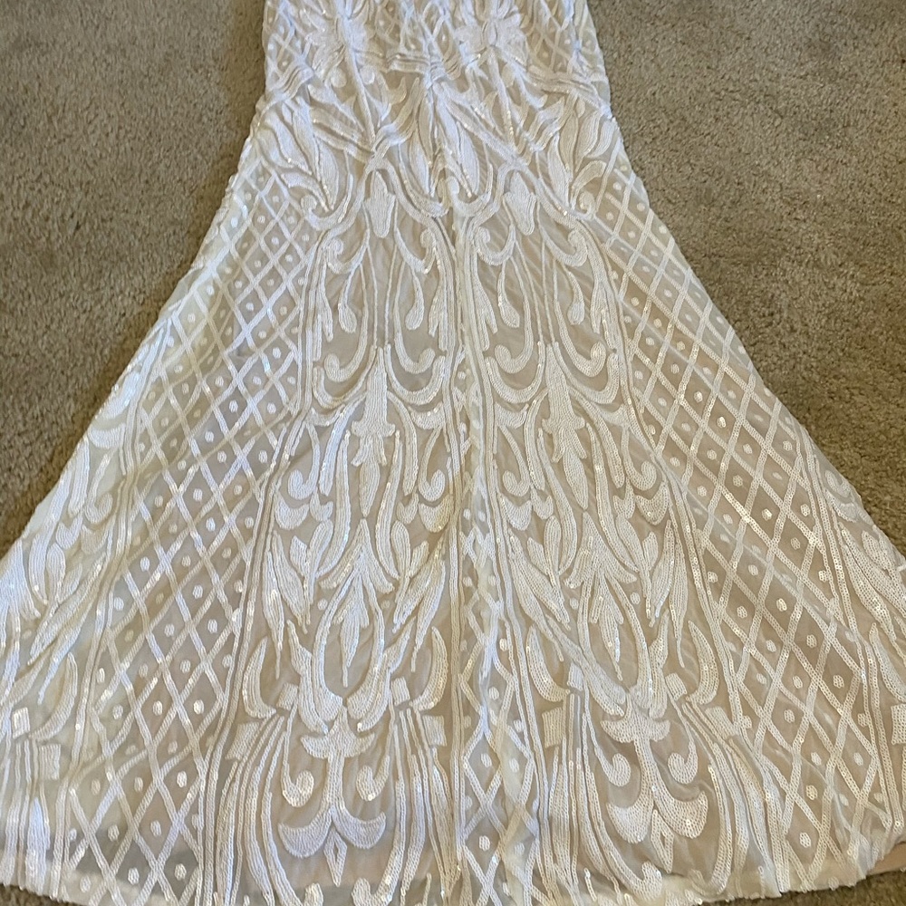 Lulus Olivia White Sequin Strapless dress